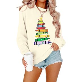 FAYALEQ Christmas Teacher Sweatshirt Women Christmas Tree Pullover Teacher Life Shirt Long Sleeve Tops