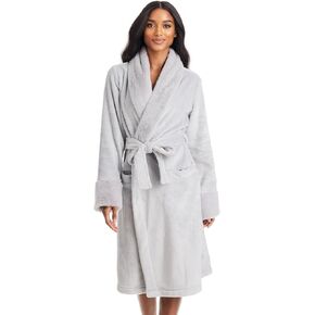 TAHARI Womens Plush Velour Robe with Faux Fur Trim - Plush Robes for Women - Womens Bathrobe