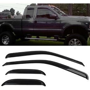 Smoke Window Visors Vent Sun Shade Rain Guard Compatible with Ford F-250 F-350 Super-Duty Extended Cab 1999-2016