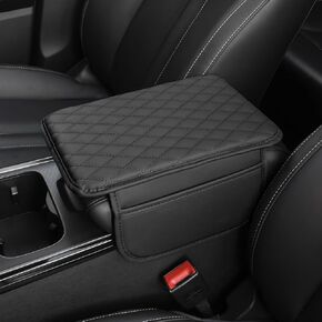 Pack-1 Thin Car Arm Rest Cover, 7.8In x 12.1In Car Center Console Pad with Side Storage Bags, Universal Automobile Interior Accessories, for Most Cars, Trucks and Vans (Black)