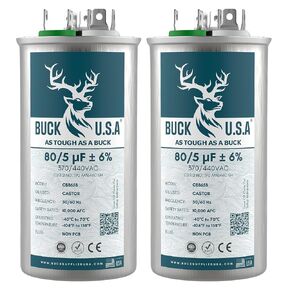 Buck 35+5uF 35/5 MFD ±6% CBB65B Dual Run Round Start Capacitor - Ideal for HVAC Systems, Air Conditioner Unit Fan Motor Start, Heat Pump, & Condenser Straight Cool Applications 370/440VAC 50/60Hz