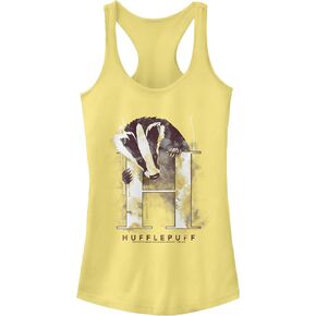 Harry Potter Women's Deathly Hallows Hufflepuff Mystic Wash Junior's Racerback Tank Top
