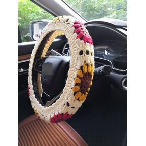 YDM, Car Steering Wheel Cover,Crochet Steering Wheel Cover,Sunflower Crochet Steering Wheel Cover (Steering Wheel Cover)
