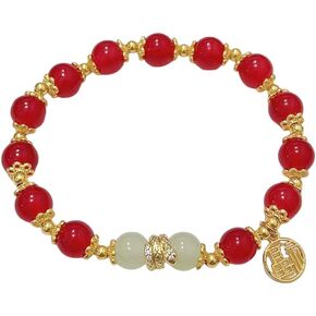 Chinese New Year of The Snake Natural Stone Bracelets Snake Stone Stretch Beads Bracelet Zodiac Snake Natural Stone Bracelets Snake Good Luck Amulet Blessing New Year Bracelet Gift
