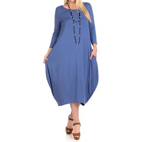 فستان Pastel by Vivienne Cocoon نسائي بطول 3/4 كم Mdi مقاس كبير مع جيوب