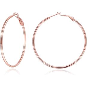 Jewlpire 14K Gold Plated 925 Sterling Sliver Post Hoop Earrings, 2MM Thick Hoop earrings Lightweight Large Gold Hoop Earrings for Women Trendy 20/30/40/50/60/70mm