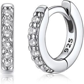 Silvora 925 Sterling Silver Small Hoop Earrings for Women Men Silver Huggie Hoop Earring Cartilage Earrings with Delicate Gift Packaging