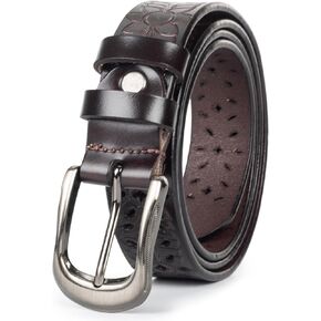 Women’s Hollow Genuine Leather Belt - Fashion Cowhide Waist Belt for Jeans Dresses
