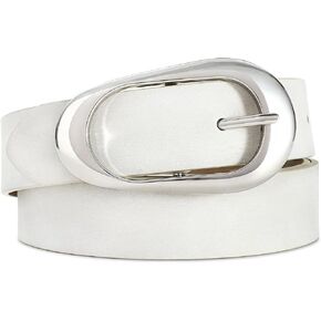 Black Belt for Women Silver Buckle with Metal Ring Link Decoration Perfect for Jeans and Casual Outfits