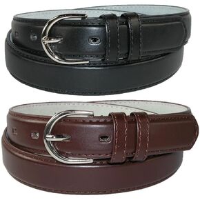 CTM® Women's Leather 1 1/8 Inch Dress Belt (Pack of 2 Colors), Large, Black and Brown