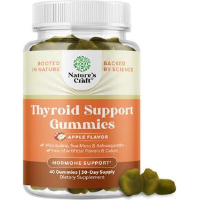 Herbal Thyroid Support Complex - Iodine Thyroid Supplement with L Tyrosine Bladderwrack Kelp Selenium and Ashwagandha - Mood Enhancer Energy Supplement for Thyroid Health - 60 Halal Capsules