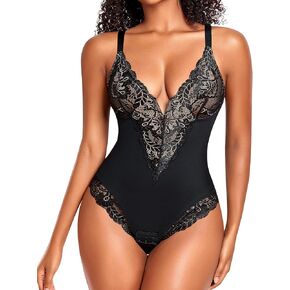 Shapewear for Women Tummy Control Bodysuit Sculpting Body Shaper Slimming Thong Bodysuit Lace Shapewear