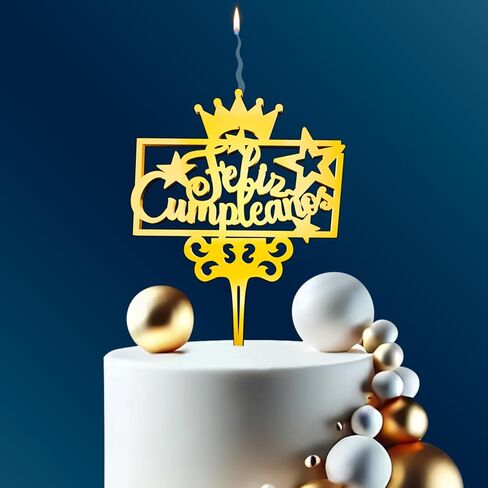 Princess Candle Topper Gold | Food-Safe & Reusable | Birthday, Baby Shower, Anniversary, Party Cake Decoration | Elegant Crown Topper for Kids & Adults in Saudi Arabia