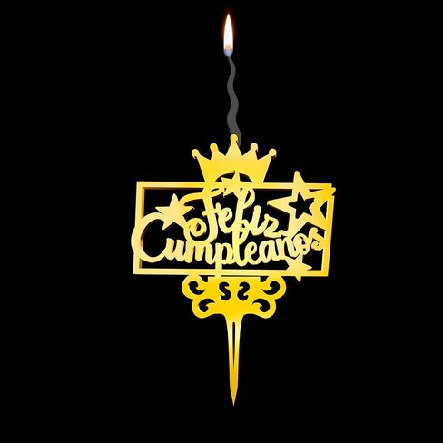 Princess Candle Topper Gold | Food-Safe & Reusable | Birthday, Baby Shower, Anniversary, Party Cake Decoration | Elegant Crown Topper for Kids & Adults in Saudi Arabia