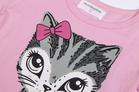 Mud Kingdom Little Girls Dresses Cotton Summer Holiday Cute Cat Dress Short Sleeve in Saudi Arabia