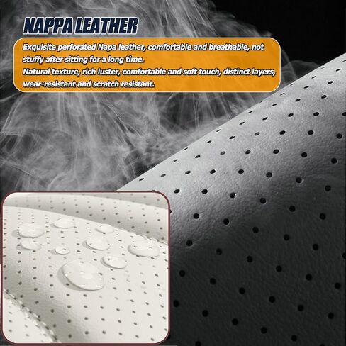 Front and Rear Seat Covers 5 Pieces, Waterproof Nappa Leather Sideless Car Seat Cushions Protective Auto Accessories, Universal Fit for Most Sedans SUV, Luxury Car Seat Cushion, Red&Black in Saudi Arabia