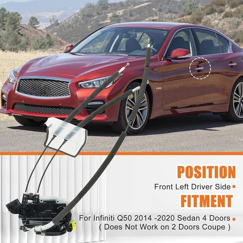 محرك قفل الباب جانب السائق متوافق مع إنفينيتي Q50، 2014-2020 # استبدال 80501-4HB0A مجموعة مزلاج الباب الأمامي الأيسر FL in Kuwait