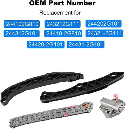 مجموعة سلسلة توقيت محرك WATERWICH متوافقة مع 2011-2019 Hyundai Genesis Sportage Optima Sorento Stinger Kia 2.0L 2.4L لاستبدال 244102G810 243212G111 244202G101 244312G101 in Kuwait