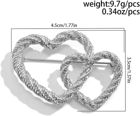 Dainty Gold Bow Brooch Pin for Women, Chunky Silver Hollow Heart Brooches Lapel Pin Badge Tie Brooch Pins Costume Accessories Valentine Jewelry Gift in Saudi Arabia