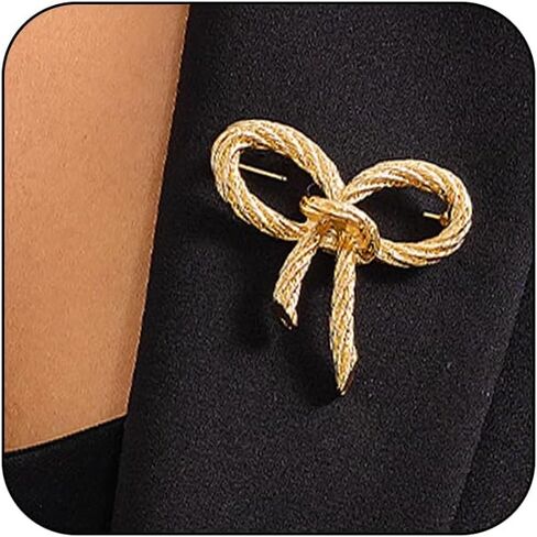 Dainty Gold Bow Brooch Pin for Women, Chunky Silver Hollow Heart Brooches Lapel Pin Badge Tie Brooch Pins Costume Accessories Valentine Jewelry Gift in Saudi Arabia