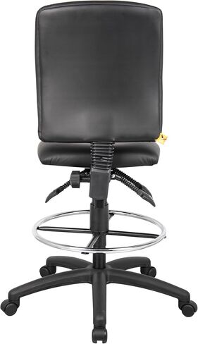 Boss Office Products B1645 Multi-Function LeatherPlus Drafting Stool without Arms in Black in Saudi Arabia