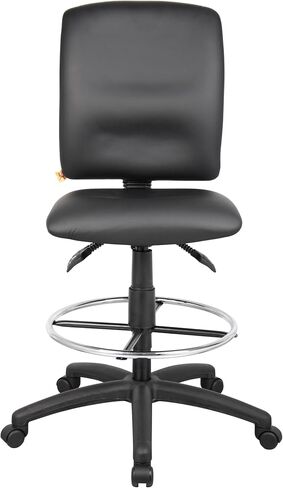 Boss Office Products B1645 Multi-Function LeatherPlus Drafting Stool without Arms in Black in Saudi Arabia