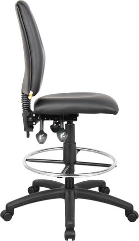 Boss Office Products B1645 Multi-Function LeatherPlus Drafting Stool without Arms in Black in Saudi Arabia