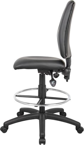 Boss Office Products B1645 Multi-Function LeatherPlus Drafting Stool without Arms in Black in Saudi Arabia