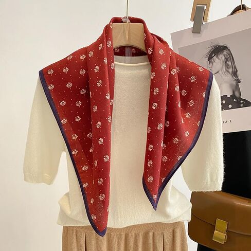 Square Scarf for Women 27"27'' Scarves Cotton Feeling Neckerchief Printed Floral Headscarf Hair Wraps 1/2/3 PCS Set in Saudi Arabia