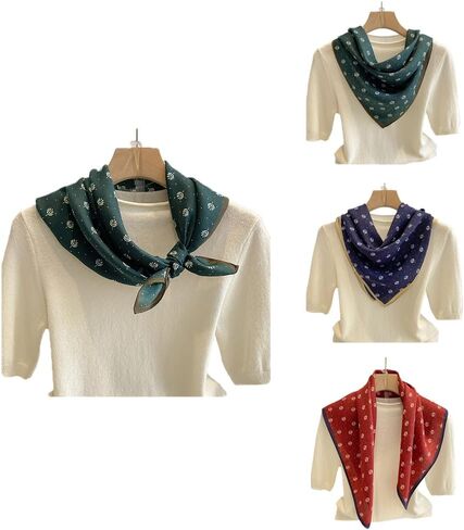 Square Scarf for Women 27"27'' Scarves Cotton Feeling Neckerchief Printed Floral Headscarf Hair Wraps 1/2/3 PCS Set in Saudi Arabia
