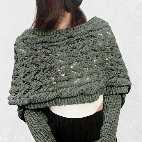 ACOSAP Scarf with Sleeves for Women, Knitted Cable Wrap, Multifunctional Knitted Crochet Shrugs, Double Sleeve Scarf Wrap in Kuwait