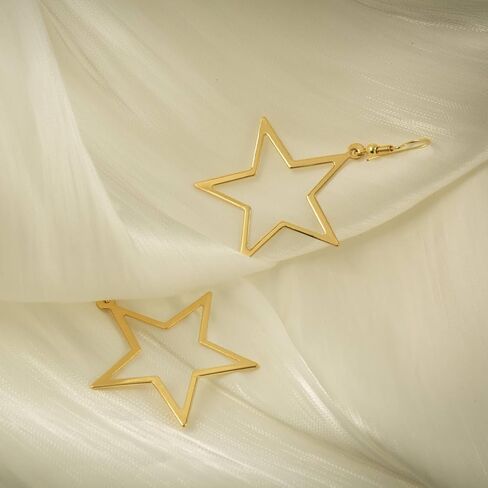 Simple Star Earrings for Women, Hollow Star Dangle Drop Earrings in Kuwait