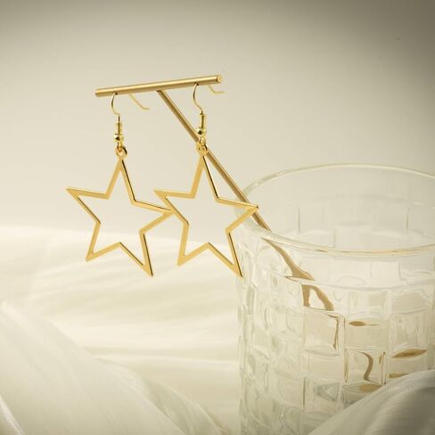 Simple Star Earrings for Women, Hollow Star Dangle Drop Earrings in Kuwait