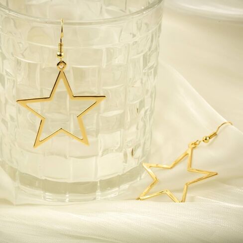 Simple Star Earrings for Women, Hollow Star Dangle Drop Earrings in Kuwait