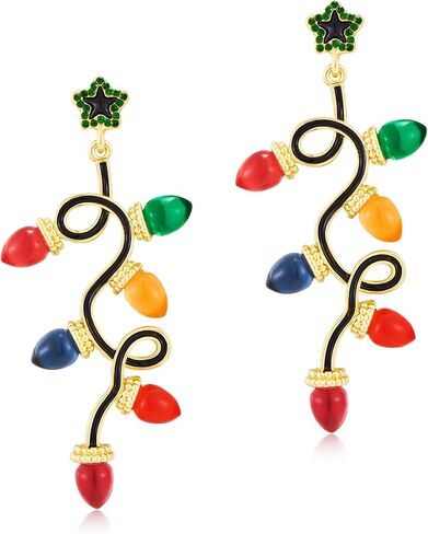 Christmas Earrings for Women Rhinestone Chritsmas Tree, Snowflake, Wreath, Colorful Light Bulb, Deer Earrings Holiday Festival Costume Jewelry in Kuwait