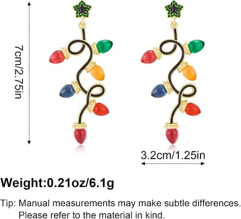 Christmas Earrings for Women Rhinestone Chritsmas Tree, Snowflake, Wreath, Colorful Light Bulb, Deer Earrings Holiday Festival Costume Jewelry in Kuwait