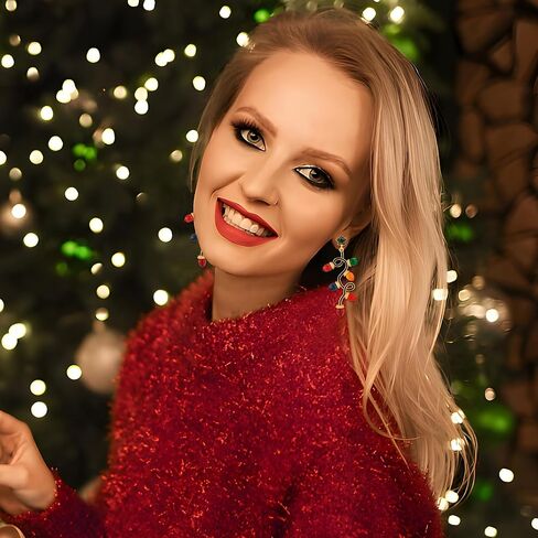 Christmas Earrings for Women Rhinestone Chritsmas Tree, Snowflake, Wreath, Colorful Light Bulb, Deer Earrings Holiday Festival Costume Jewelry in Kuwait