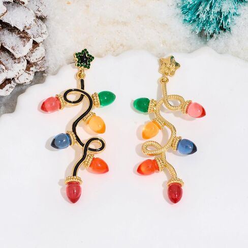 Christmas Earrings for Women Rhinestone Chritsmas Tree, Snowflake, Wreath, Colorful Light Bulb, Deer Earrings Holiday Festival Costume Jewelry in Kuwait