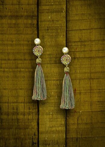 STORE INDYA Antique Ethnic Chandbali Drop Dangle Bollywood Fashion Earring (Blue) | Diwali Accessories | Fashion earrings in Kuwait