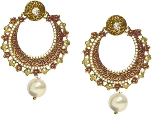 STORE INDYA Antique Ethnic Chandbali Drop Dangle Bollywood Fashion Earring (Blue) | Diwali Accessories | Fashion earrings in Kuwait