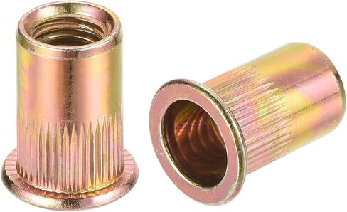 uxcell 200Pcs Rivet Nuts Flat Head, M5 Carbon Steel Threaded Insert Nuts Knurled Body in Saudi Arabia