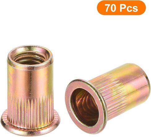 uxcell 200Pcs Rivet Nuts Flat Head, M5 Carbon Steel Threaded Insert Nuts Knurled Body in Saudi Arabia