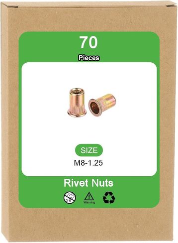 uxcell 200Pcs Rivet Nuts Flat Head, M5 Carbon Steel Threaded Insert Nuts Knurled Body in Saudi Arabia