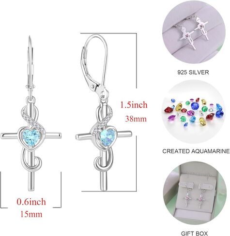 Starchenie Women's Note Cross Earrings Sterling Silver Treble Clef Leverback Earring Music Note Jewelry for Music Lover in Kuwait