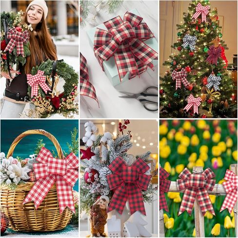 Christmas Ribbon for Tree, Black and White Striped Ribbon, 2.5 Inch x 10 Yards, Wired Vertical Stripe Fabric Ribbon for Wreath, Craft, Bow Making, Christmas Tree Decoration, Outdoor Decor in Kuwait