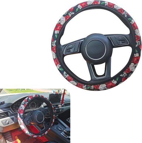1 PC Car Steering Wheel Cover, 38 cm/15" Skull Steering Wheel Protector, Cool Car Steering Wheel Decoration, Universal for Most Cars (Multicolored #6) in Saudi Arabia