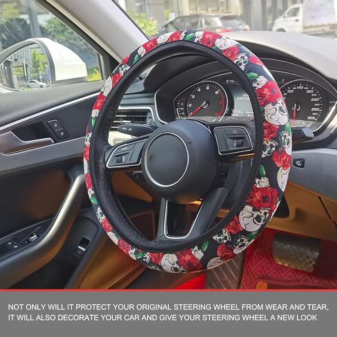 1 PC Car Steering Wheel Cover, 38 cm/15" Skull Steering Wheel Protector, Cool Car Steering Wheel Decoration, Universal for Most Cars (Multicolored #6) in Saudi Arabia