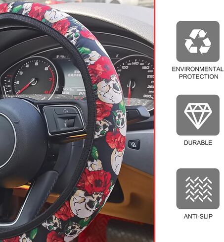 1 PC Car Steering Wheel Cover, 38 cm/15" Skull Steering Wheel Protector, Cool Car Steering Wheel Decoration, Universal for Most Cars (Multicolored #6) in Saudi Arabia