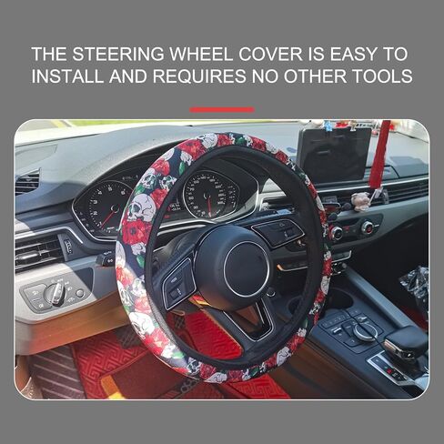 1 PC Car Steering Wheel Cover, 38 cm/15" Skull Steering Wheel Protector, Cool Car Steering Wheel Decoration, Universal for Most Cars (Multicolored #6) in Saudi Arabia