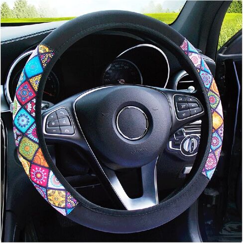 BESULEN Car Steering Wheel Cover, Soft Breathable Anti-Slip Auto Steering Wheel Protector Fit 15 Inch, Universal Vehicle Interior Accessories for Cars, SUVs, Trucks, and Vans (Pink) in Saudi Arabia